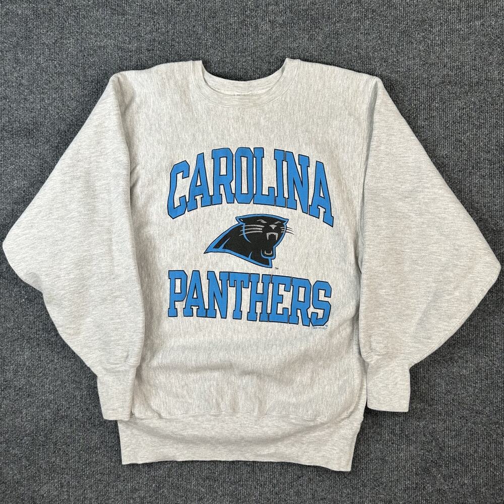 VTG Carolina Panthers Champion Reverse Weave Sweatshirt Gray Men's Size XL 1993